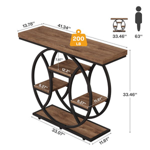4-Tier Console Table with Circle Metal Frame
