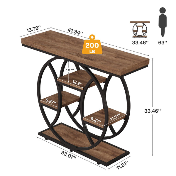 4-Tier Console Table with Circle Metal Frame