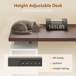 L-Shaped Electric Standing Desk with Hutch & File Cabinet