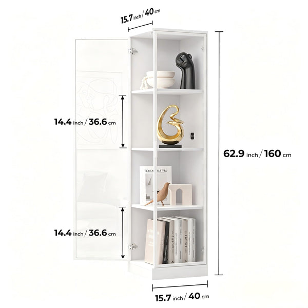 4-Tier Corner Display Cabinet with LED Lighting & Motion Sensor