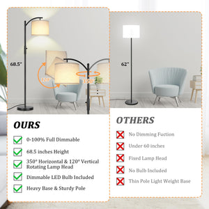 Dimmable Arc Floor Lamp with Linen Shade