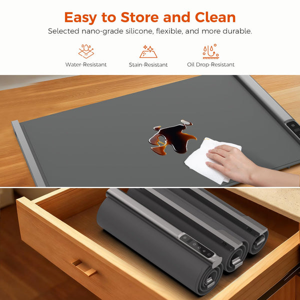 Electric Food Warming Mat | Expandable 3-Piece | 7 Temp & 6-Hour Timer