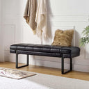 Upholstered Entryway Bench with Tufted Seat & Metal Legs