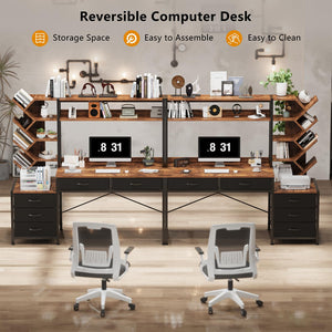 52" Reversible Computer Desk with Hutch & 5 Drawers
