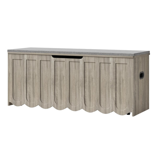 Storage Bench with Cushion Seat & Swivel Wheels — Grey