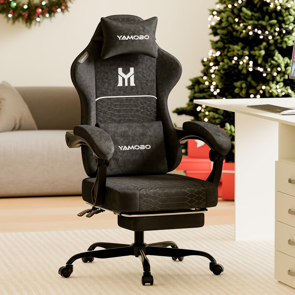 Gaming Chair with Footrest, Lumbar Support & Headrest Massage