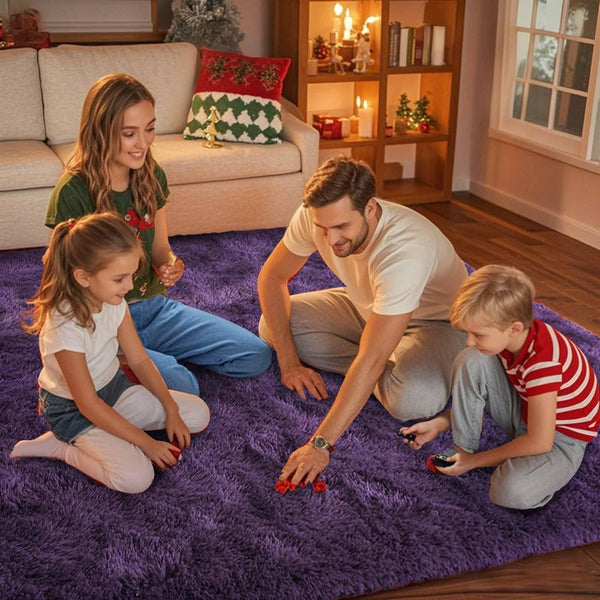 6x9 Fluffy Purple Shaggy Area Rug – Non-Slip Plush Indoor Carpet