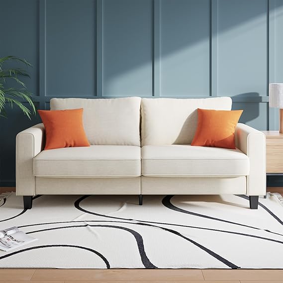 79" 3-Seater Linen Sofa with Adjustable Seat & Removable Covers