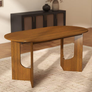 Oval Walnut Wood Dining Table Set