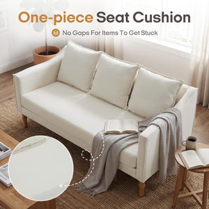 Farmhouse Loveseat Sofa with Wood Legs – 63" 3-Seater Couch