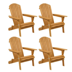 Folding Adirondack Chairs Set of 4 – Weather-Resistant Fir Wood Patio Chairs