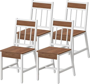 Industrial Dining Chairs Set with Metal Frame & Slanted Back