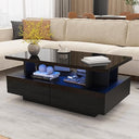 LED Coffee Table with 4 Drawers & High-Gloss Finish