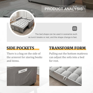 Convertible Futon Sofa Bed with Adjustable Backrest & Storage Pockets