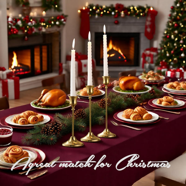 Gold Taper Candle Holders Set – Metal Candlestick Holders