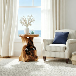 Natural Tree Stump Side Table — Live Edge, 19"