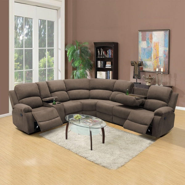 L-Shaped Reclining Sectional Sofa with Storage Console & Cup Holders