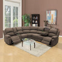 L-Shaped Reclining Sectional Sofa with Storage Console & Cup Holders