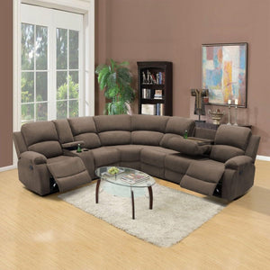 L-Shaped Reclining Sectional Sofa with Storage Console & Cup Holders
