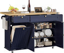 60" Kitchen Island Cart with Power Outlet & Drop Leaf
