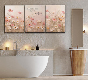 Pink Wildflower Canvas Wall Art Set of 3