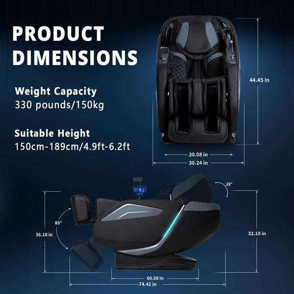 4D Zero Gravity Massage Chair – SL-Track, Full Body Recliner