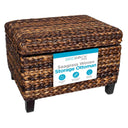 Woven Seagrass Storage Ottoman with Safety Hinges