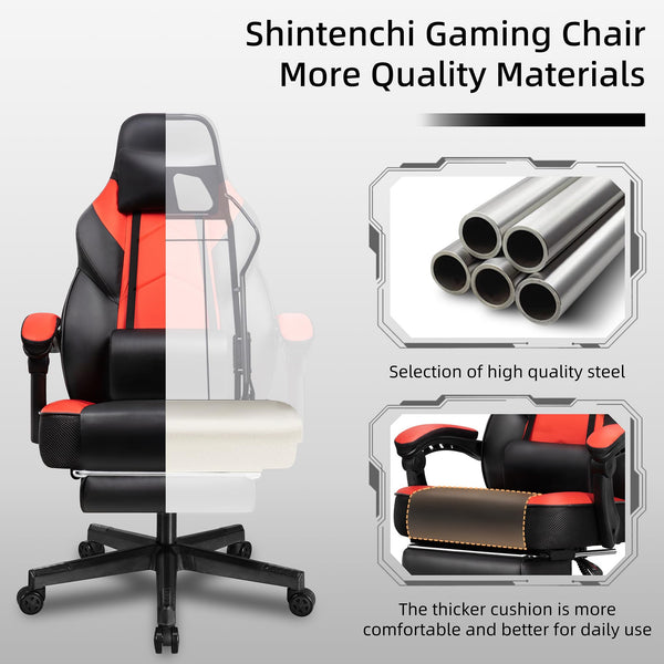 Gaming Chair with Footrest & Reclining Back