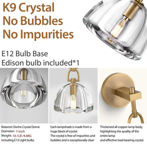 K9 Crystal Wall Sconce – Brass & Black Dimmable Vanity Light