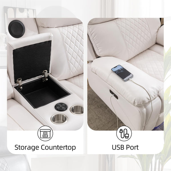 Power Reclining Sofa Set with LED & Speakers