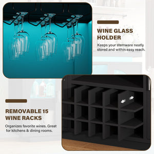 Bar Cabinet with LED Light & Power Outlet