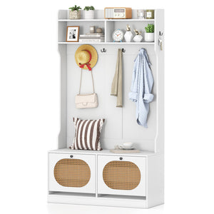 4-in-1 Hall Tree with Bench & Shoe Storage