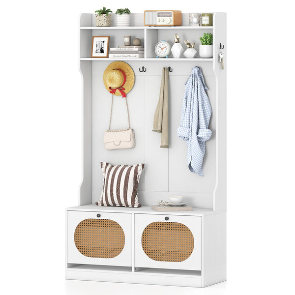 4-in-1 Hall Tree with Bench & Shoe Storage