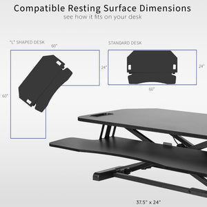 Corner Desk Converter with Wide Keyboard Tray – Height Adjustable Standing Desk Riser