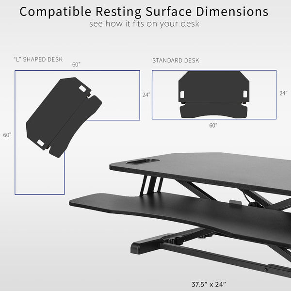 Corner Desk Converter with Wide Keyboard Tray – Height Adjustable Standing Desk Riser
