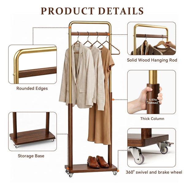 Freestanding Clothes Rack with Wheels