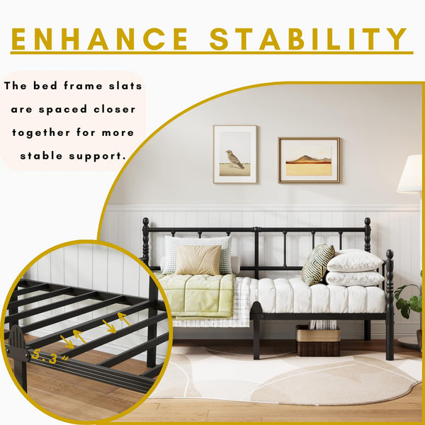 Twin Metal Daybed Frame with Headboard