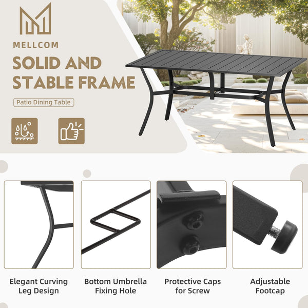 Outdoor Metal Dining Table with Umbrella Hole – 4 Sizes