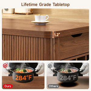 59-Inch Fluted Kitchen Island with Storage