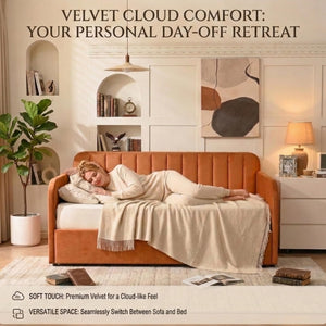 Twin Velvet Daybed with Gas-Lift Storage