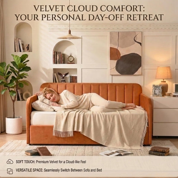 Twin Velvet Daybed with Gas-Lift Storage
