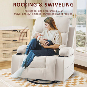 Power Swivel Rocker Recliner with Massage & Heat