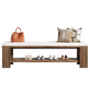 63" Solid Wood Entryway Bench with Removable Cushion & Fluted Legs