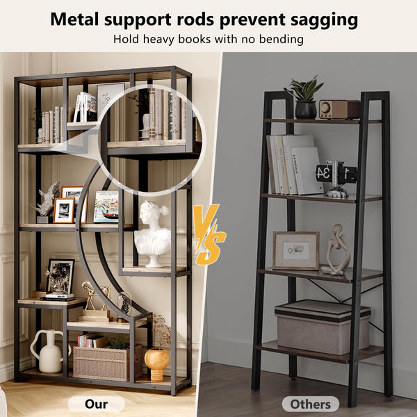 Geometric Bookshelf Set of 2 – 70.8" Tall, 79" Wide, 18 Open Shelves