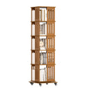 Bamboo Rotating Bookshelf Tower with Wheels