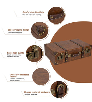 Vintage Leather Suitcase Set with Wooden Frame