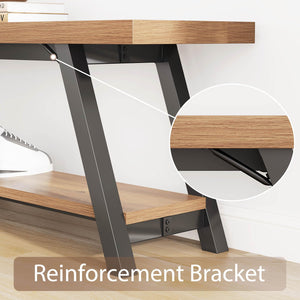 Entryway Storage Bench – Wood & Metal Shoe Bench