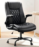 Ergonomic Executive Office Chair with Flip-Up Armrests & PU Leather