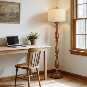 Vintage Resin Floor Lamp with Linen Shade