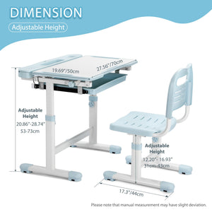 Kids Desk and Chair Set – Height Adjustable Study Desk with LED Lamp